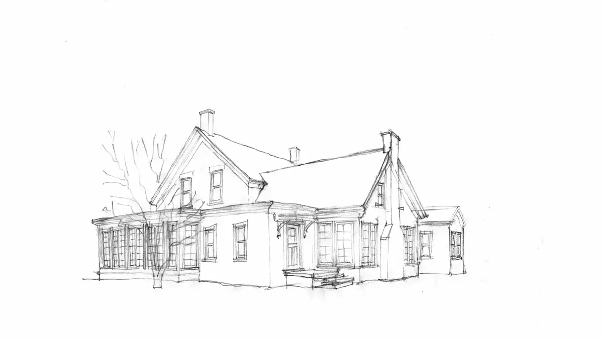 Sketch of the exterior of the house